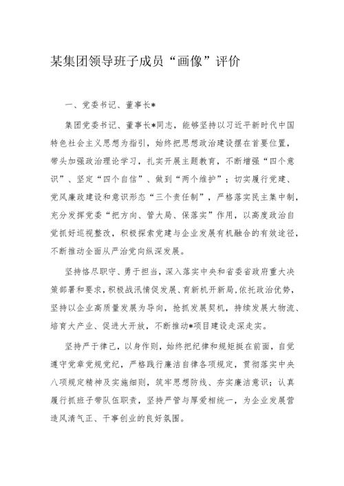 某集团领导班子成员“画像”评价(1).docx