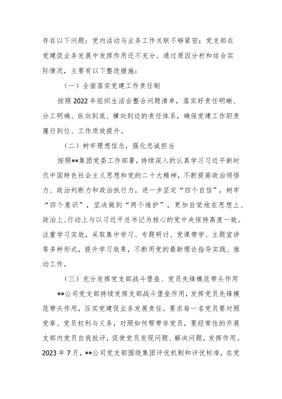 组织生活会党支部工作报告.docx_第2页