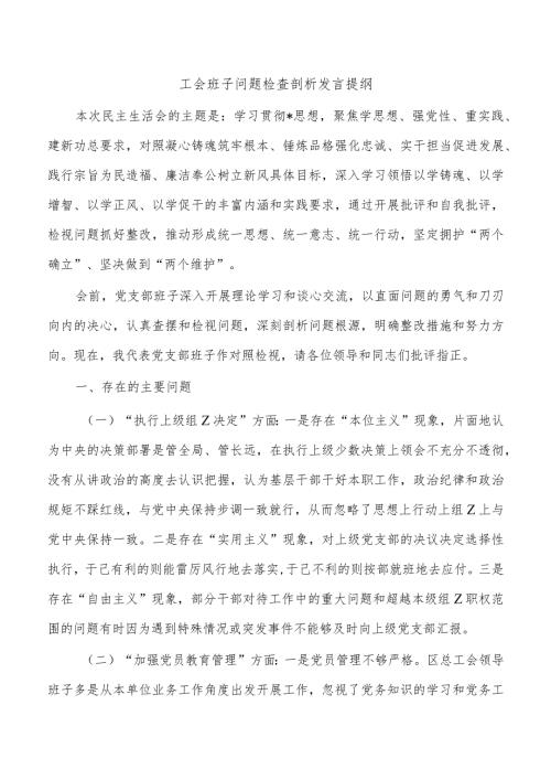 工会班子问题检查剖析发言提纲.docx