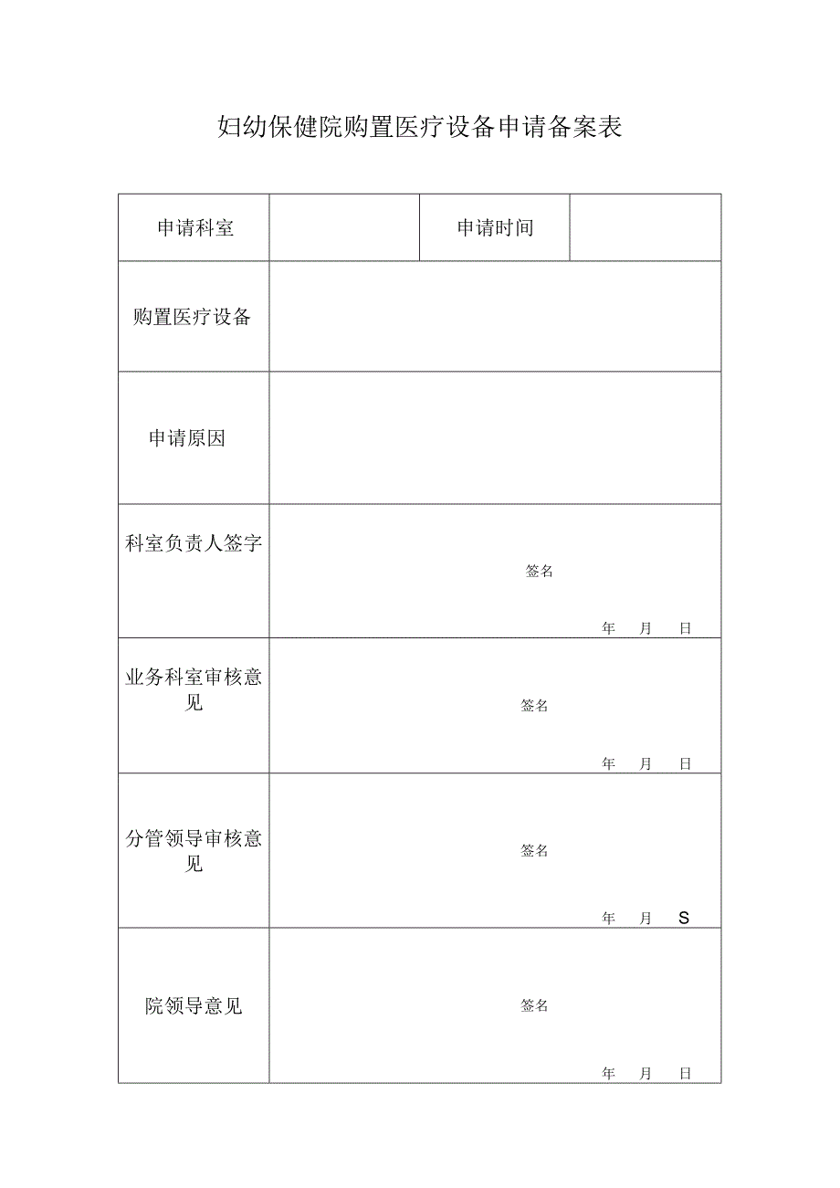 妇幼保健院购置医疗设备申请备案表.docx_第1页