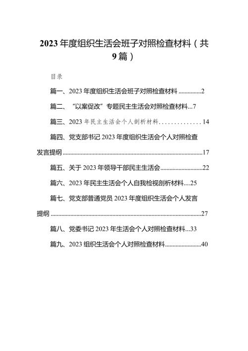 2024组织生活会班子对照检查材料（共9篇）(1).docx