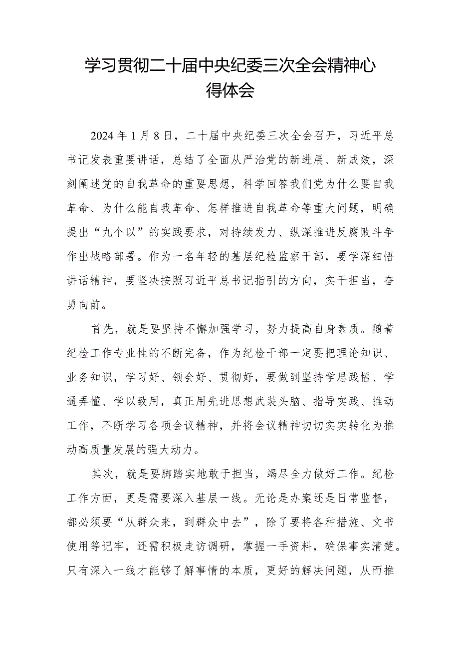 纪检干部关于学习二十中央纪委三次全会精神心得体会十九篇.docx_第3页