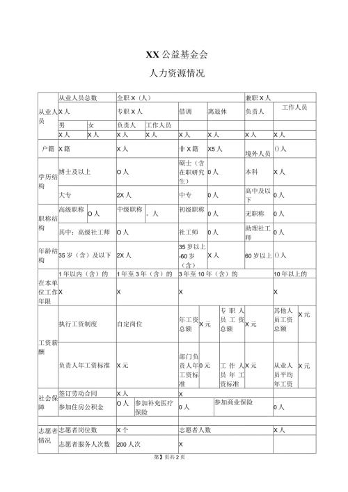 XX公益基金会人力资源情况（）.docx
