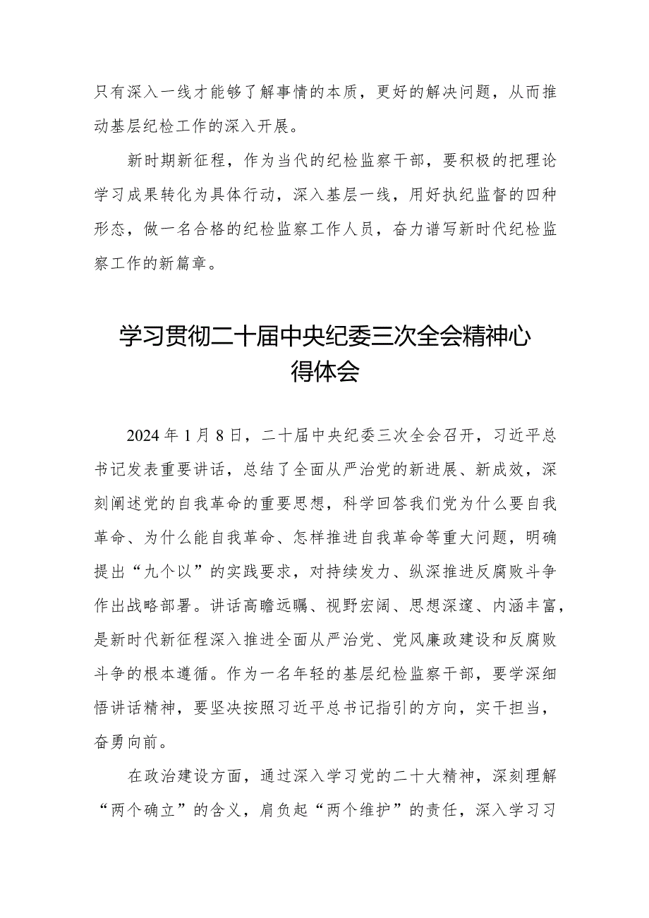 纪检监察干部学习贯彻二十中央纪委三次全会精神心得体会十二篇.docx_第2页