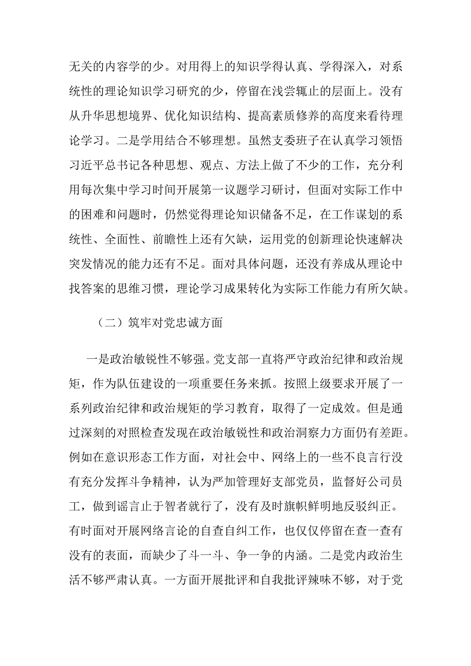 党支部主题教育暨教育整顿专题组织生活会对照检查材料.docx_第2页