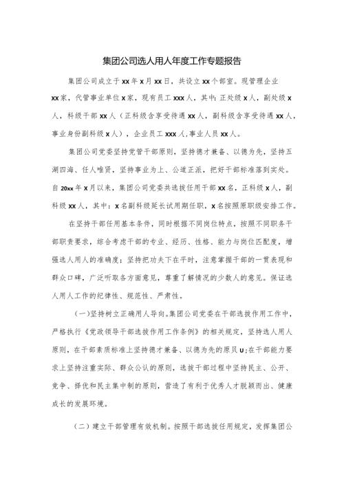 集团公司选人用人工作专题报告.docx