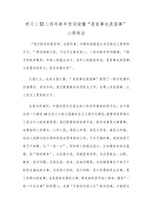 学习二〇二四年新年贺词读懂“是家事也是国事”心得体会.docx