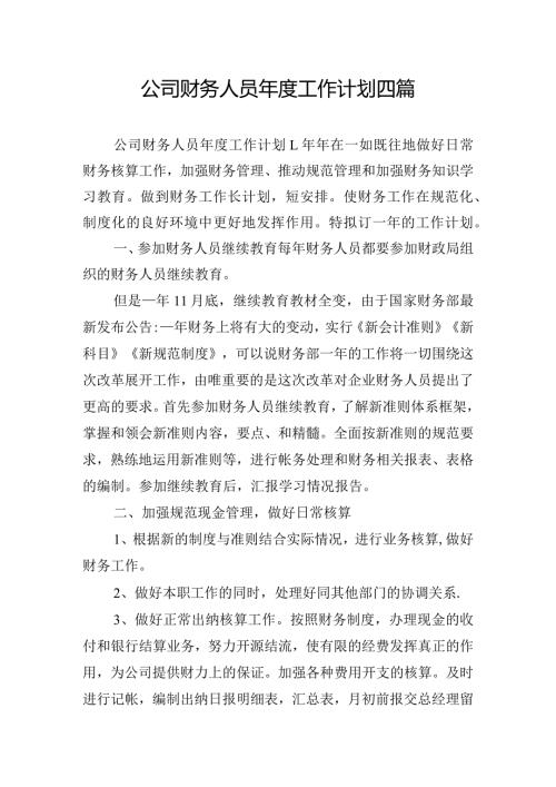公司财务人员工作计划四篇.docx