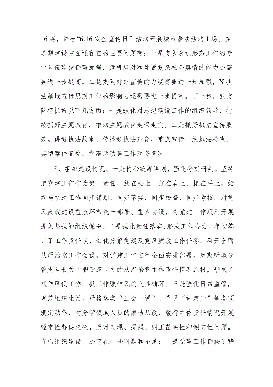 执法支队2023落实全面从严治党主体责任述职报告(1).docx_第3页