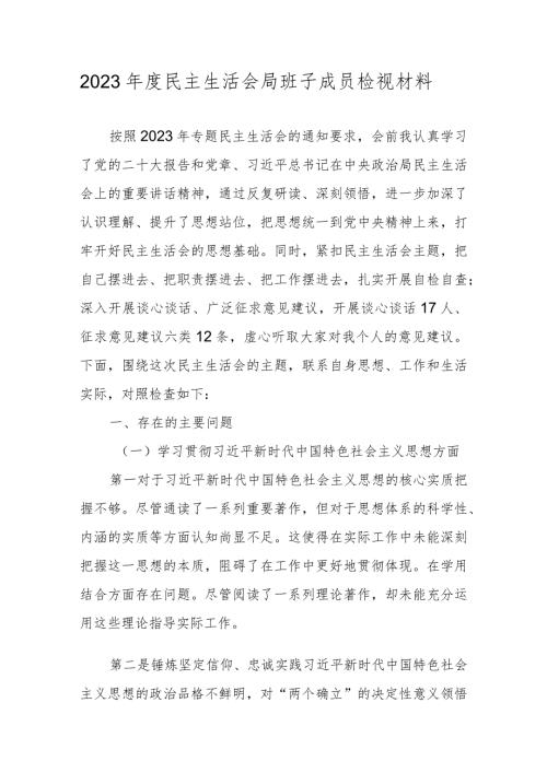 2024民主生活会班子成员检视材料（维护党中央权威和集中统一领导” 等六个方面）.docx