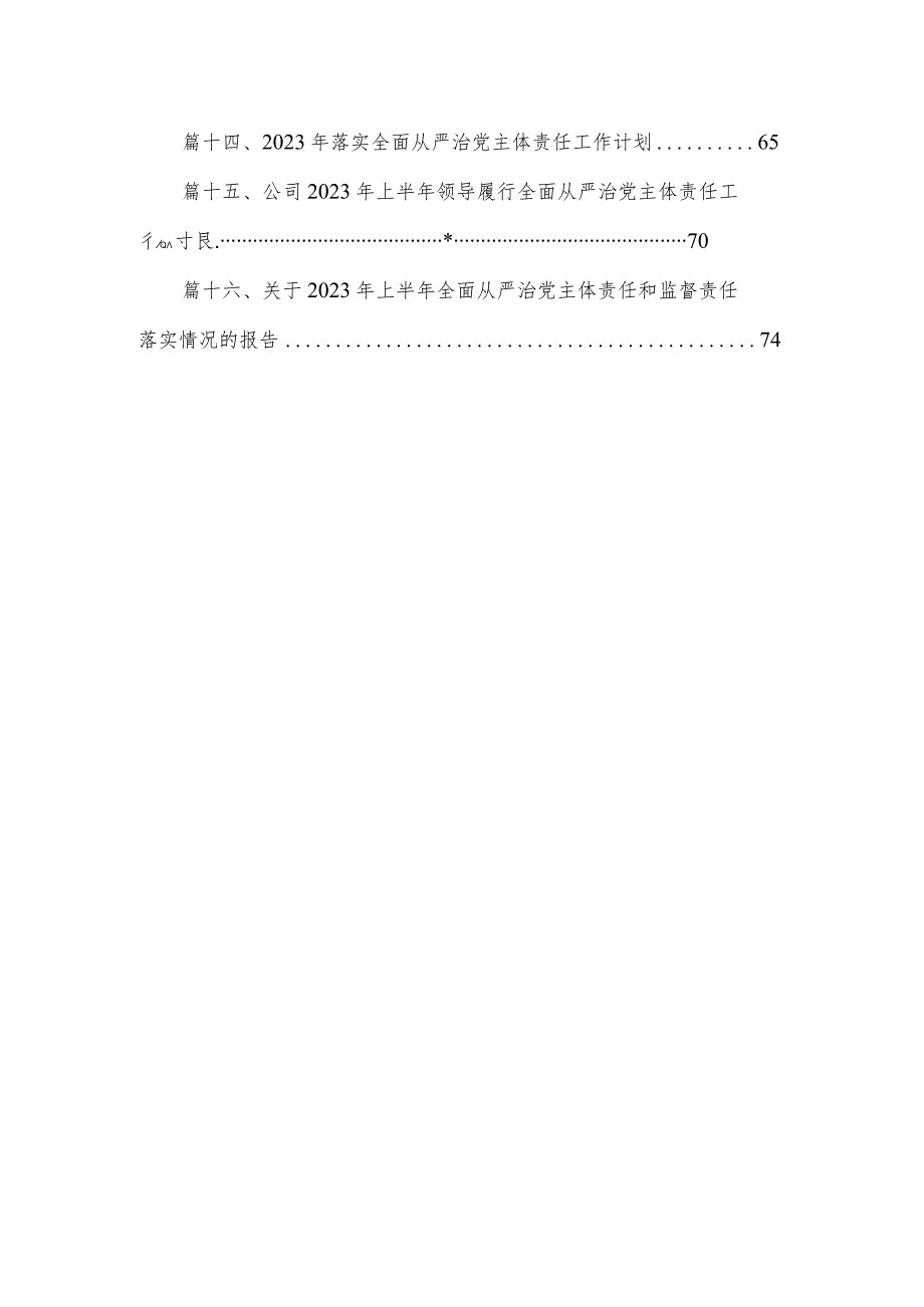 2023落实全面从严治党主体责任工作计划工作方案范文精选(16篇).docx_第2页