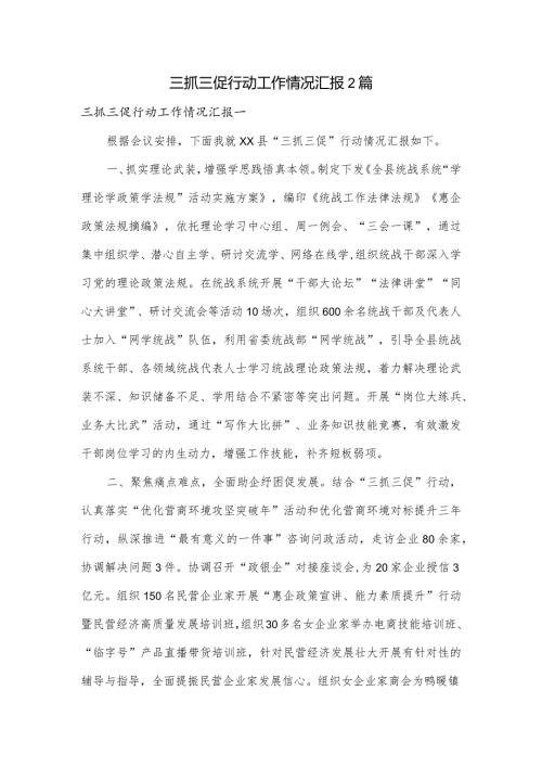 三抓三促行动工作情况汇报2篇.docx