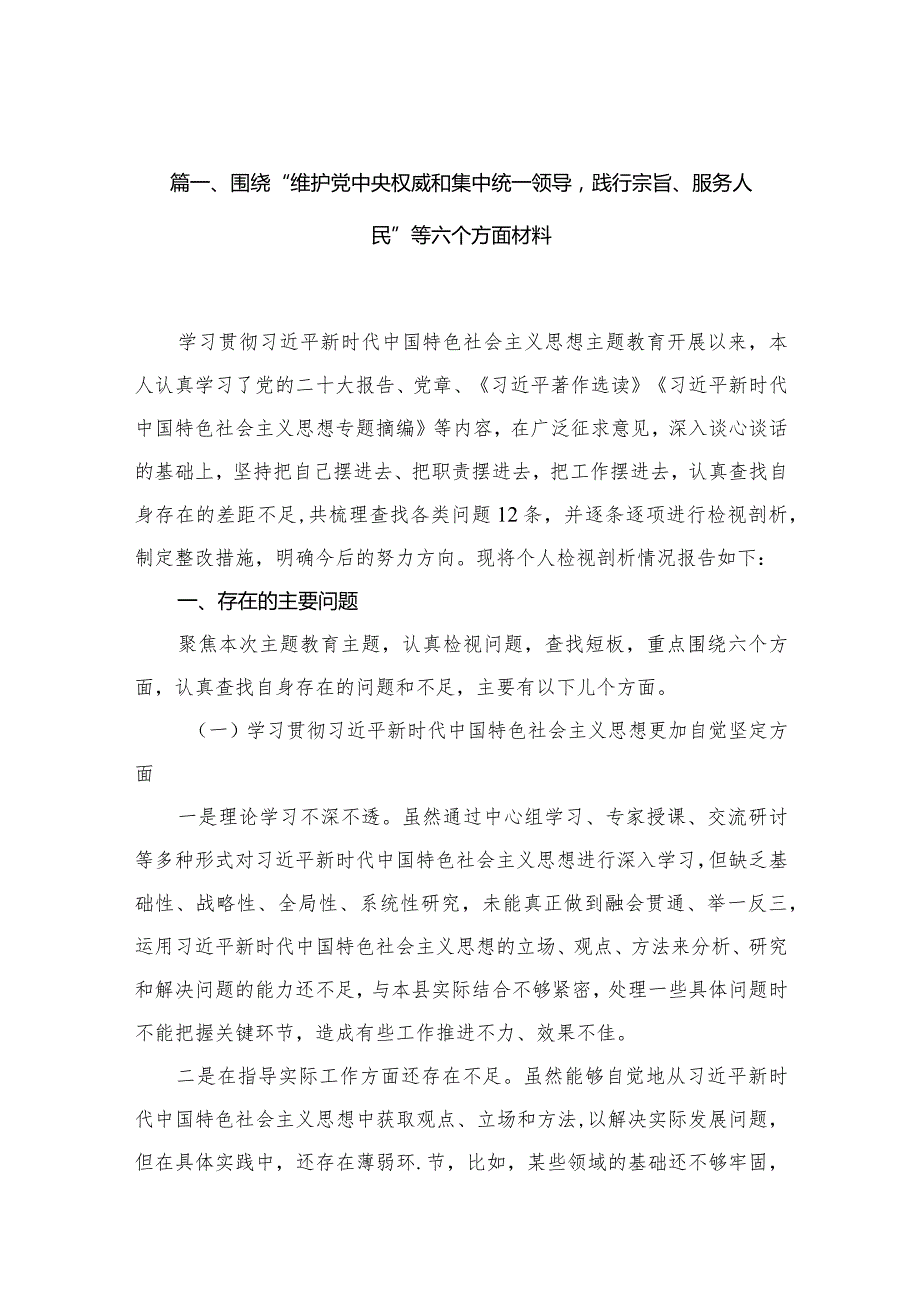 2024围绕“维护党中央权威和集中统一领导践行宗旨、服务人民”等六个方面材料范文精选(12篇).docx_第3页