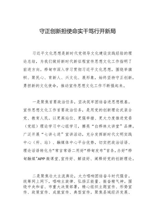 守正创新担使命 实干笃行开新局.docx