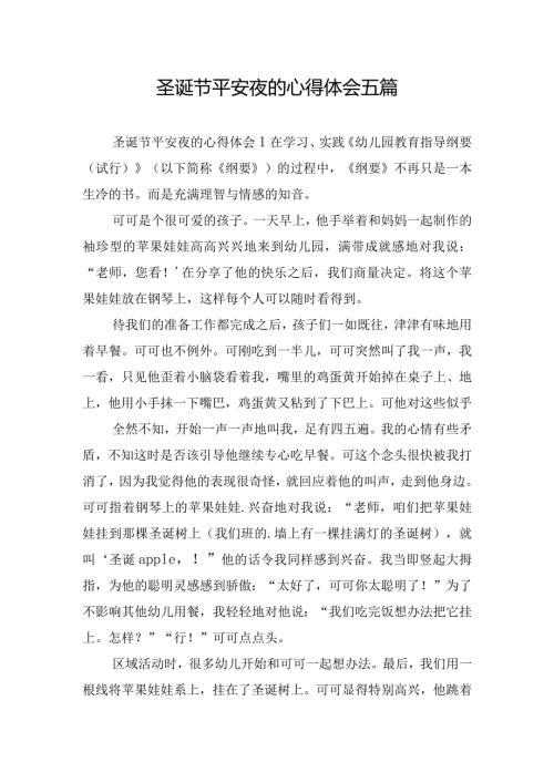 圣诞节平安夜的心得体会五篇.docx