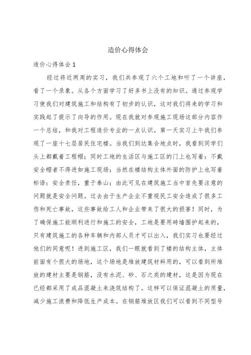 造价心得体会.docx