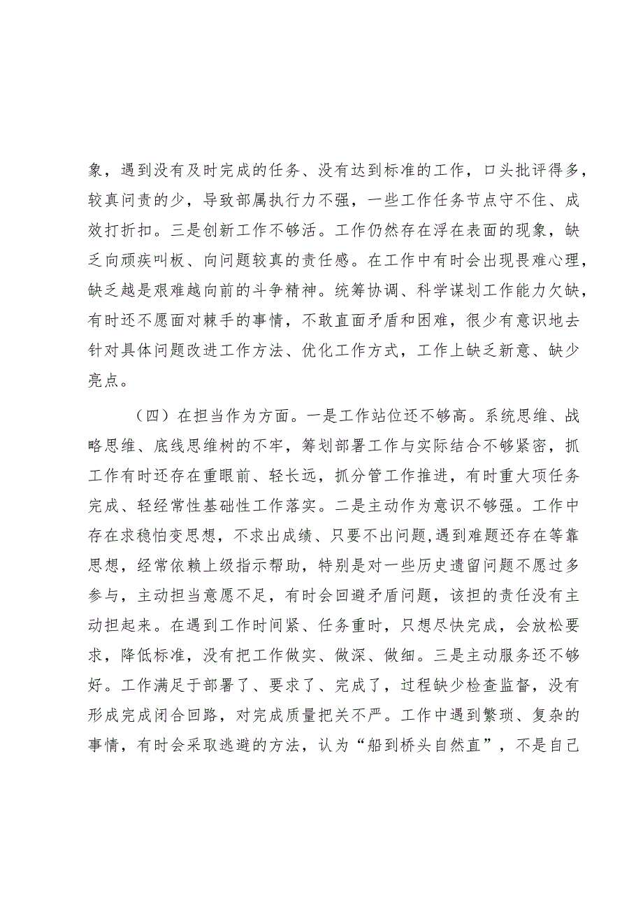 2023年主题教育专题民主生活会领导干部个人对照检查剖析材料(1).docx_第3页