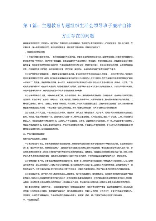 主题教育专题组织生活会领导班子廉洁自律方面存在的问题3篇.docx