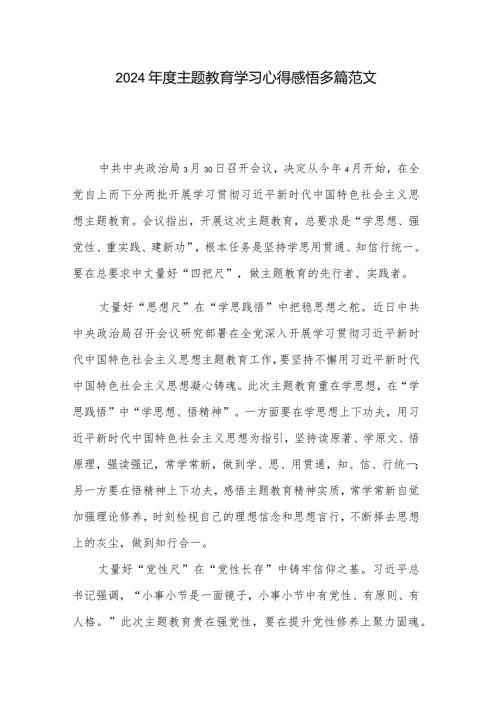 2024主题教育学习心得感悟多篇范文.docx