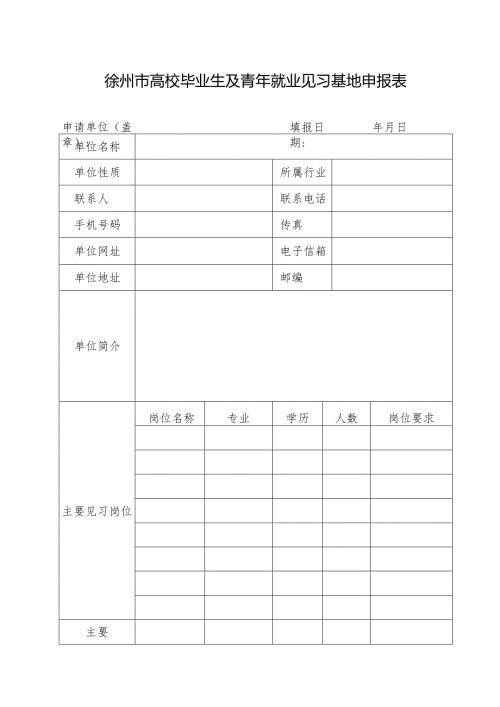 徐州市高校毕业生及青年就业见习基地申报表.docx