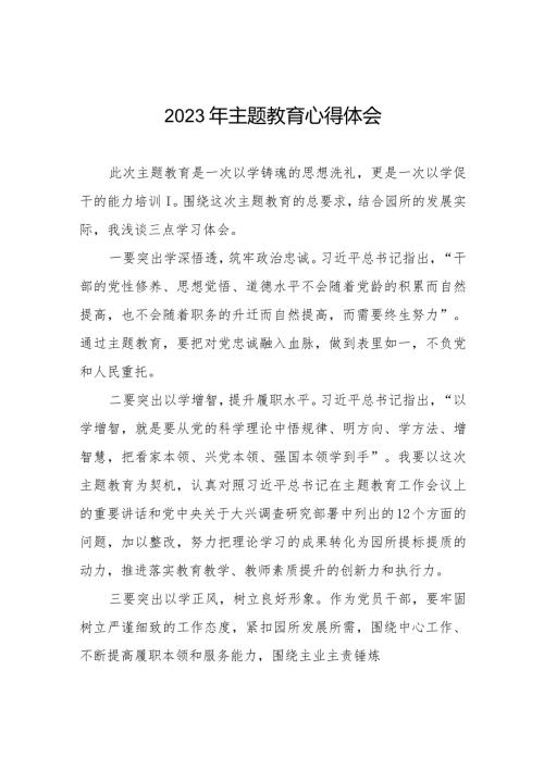 幼儿园关于开展2023年第二批主题教育心得体会八篇.docx