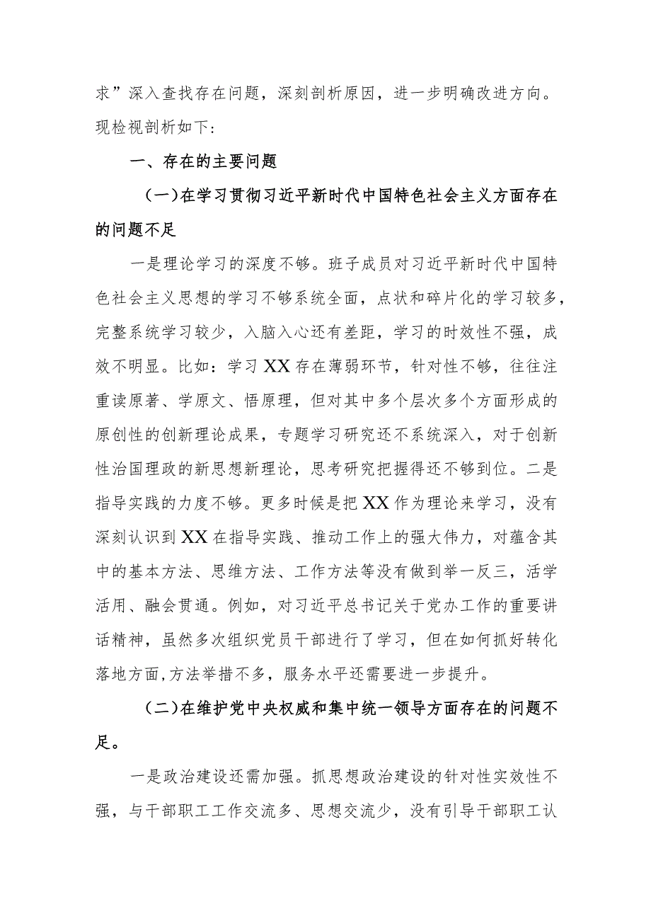 民政局党组班子2024专题民主生活会新九个方面检视剖析材料(含典型案例剖析、在树立和践行正确政绩观方面).docx_第2页
