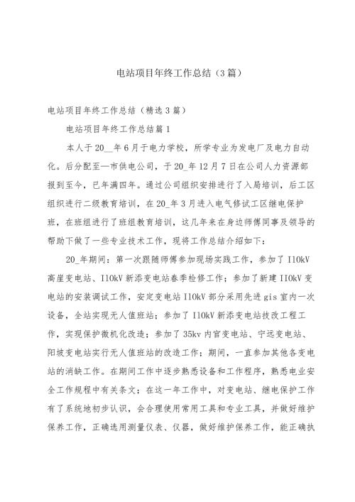 电站项目年终工作总结（3篇）.docx