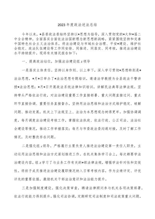 2023政法述法总结.docx