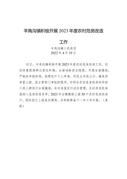 羊角沟镇积极开展2023农村危房改造工作.docx
