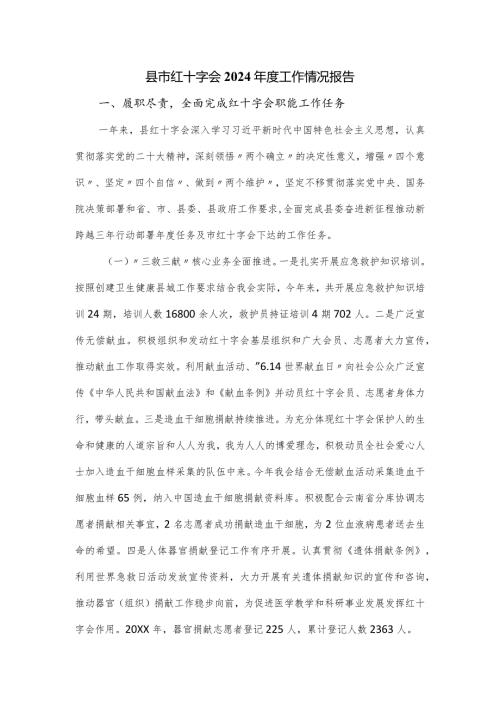 县市红十字会2024工作情况报告.docx