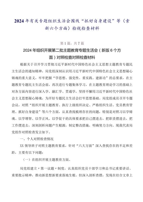 2024年有关专题组织生活会围绕“抓好自身建设”等(最新六个方面)检视检查材料.docx