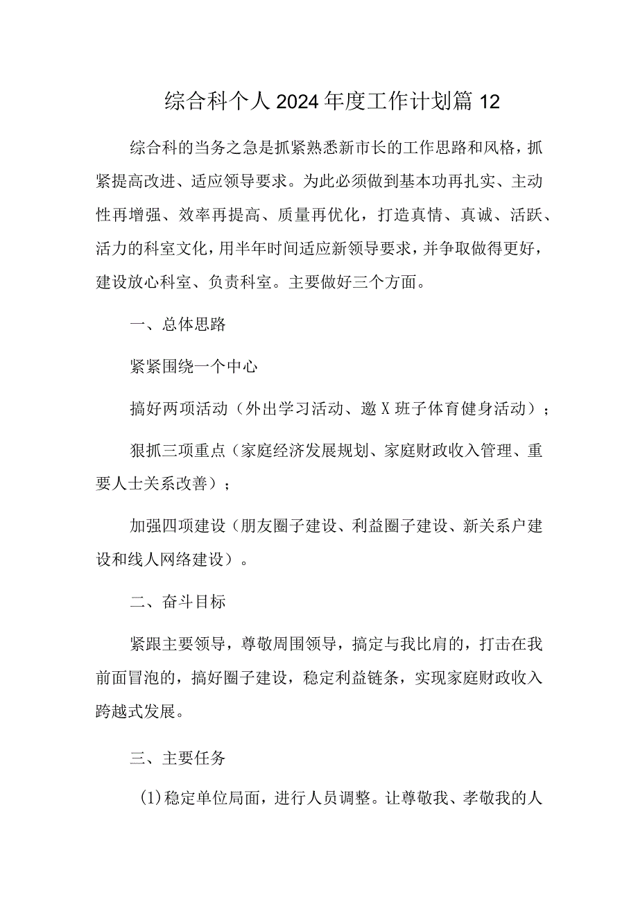 综合科个人2024工作计划 篇12.docx_第1页