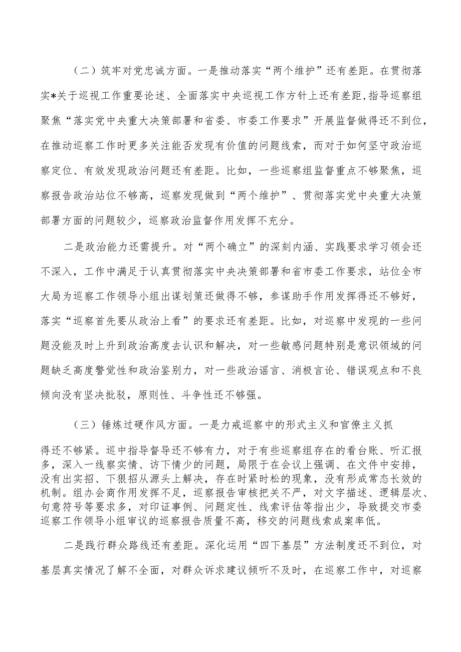 巡察办主任六个方面个人检查发言.docx_第2页