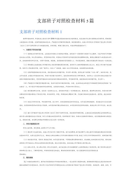 支部班子对照检查材料5篇.docx