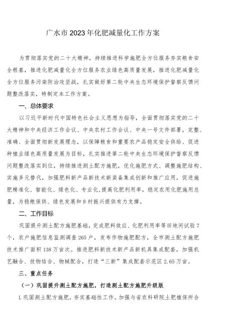 广水市2023年化肥减量化工作方案.docx