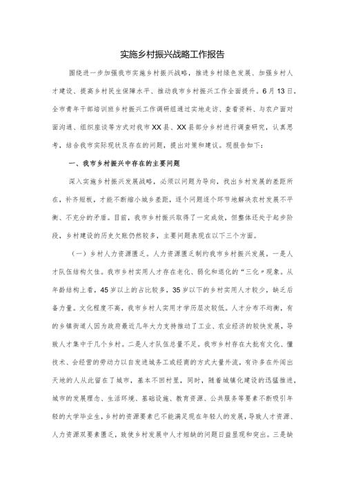 实施乡村振兴战略工作报告.docx