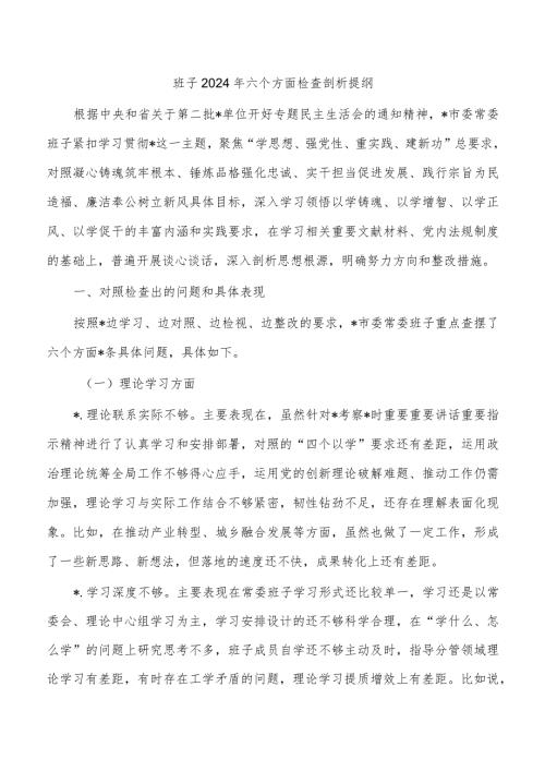 班子2024年六个方面检查剖析提纲.docx