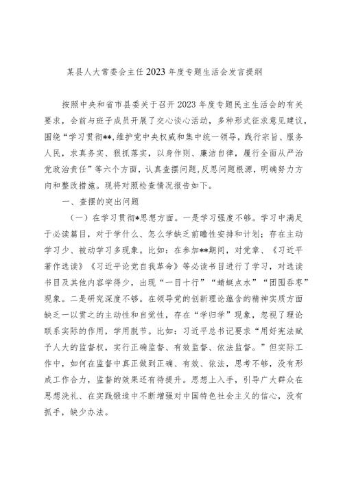 2篇人大主任20232024年主题教育民主生活会对照六个方面班子及个人对照检查材料（践行宗旨等6个方面）.docx