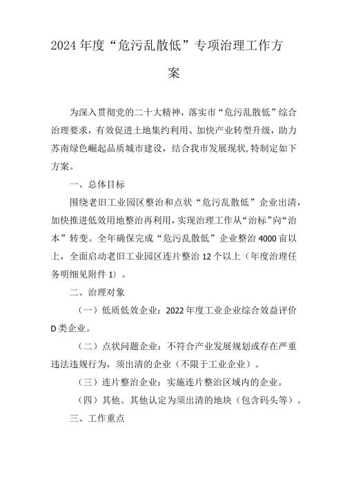 2023 “危污乱散低”专项治理工作方案.docx