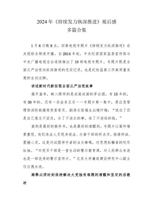 《持续发力 纵深推进》观后感和心得.docx