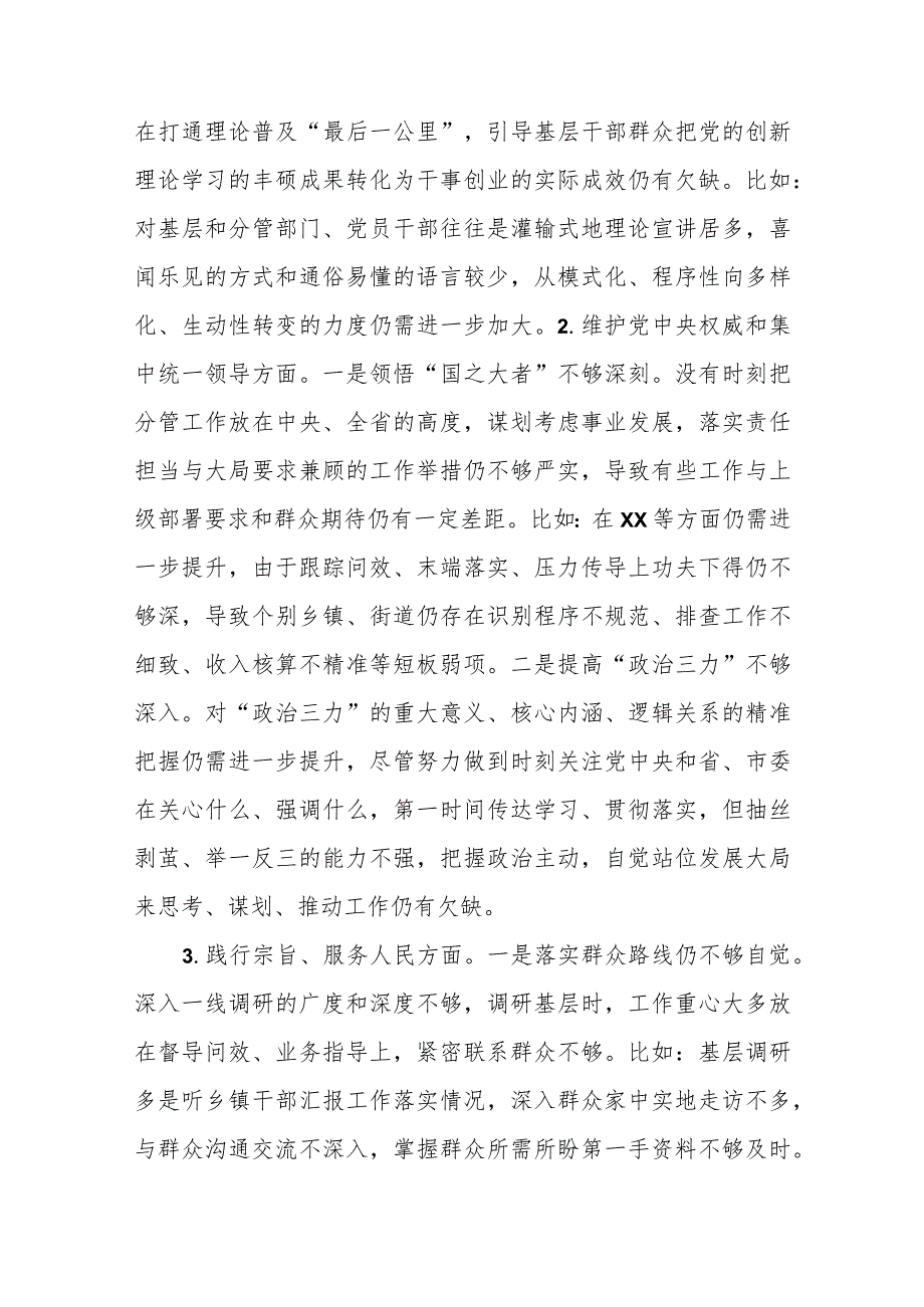 市委副书记2023专题民主生活会个人对照检查材料（践行宗旨等6个方面+政绩观+中华民族共同体+反面典型案例）.docx_第2页