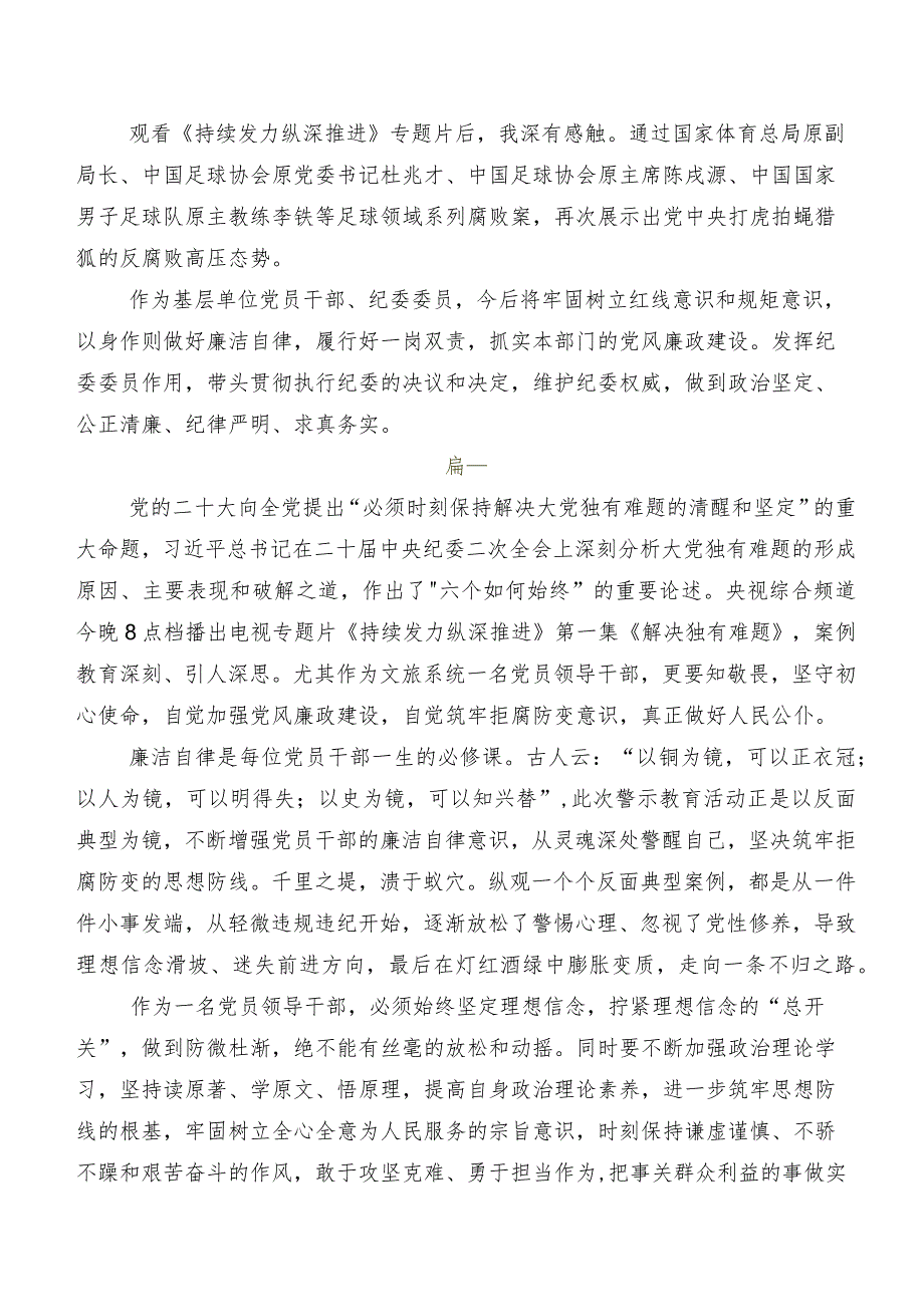 2024年专题影片《持续发力 纵深推进》发言材料及心得体会共8篇.docx_第3页