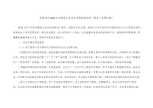 乡镇党委书记20232024主题教育专题生活会六个方面个人对照检查材料（践行宗旨等6个方面）（2篇）.docx