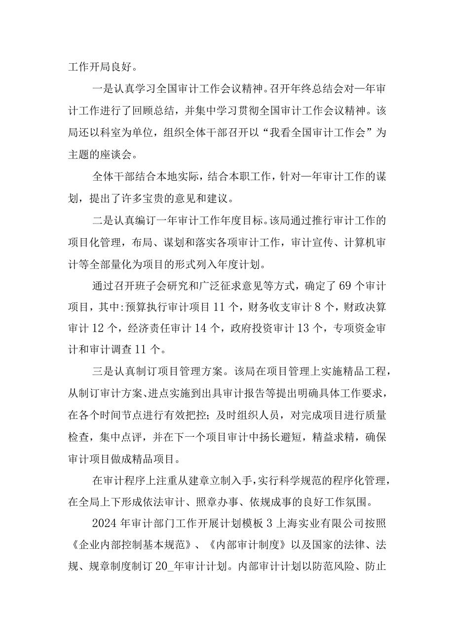 2024年审计部门工作开展计划模板五篇.docx_第3页