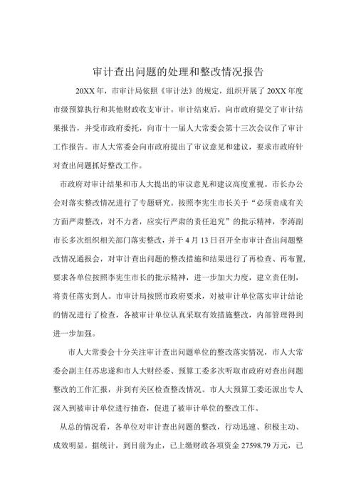 审计查出问题的处理和整改情况报告.docx