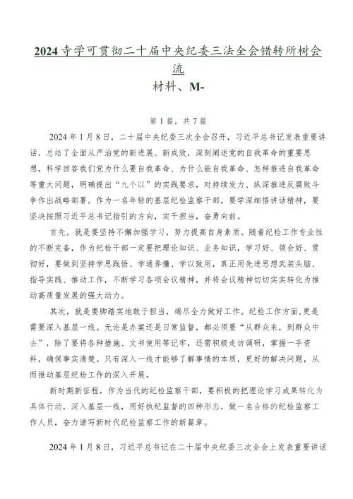 2024年学习贯彻二十中央纪委三次全会精神研讨交流材料、心得.docx