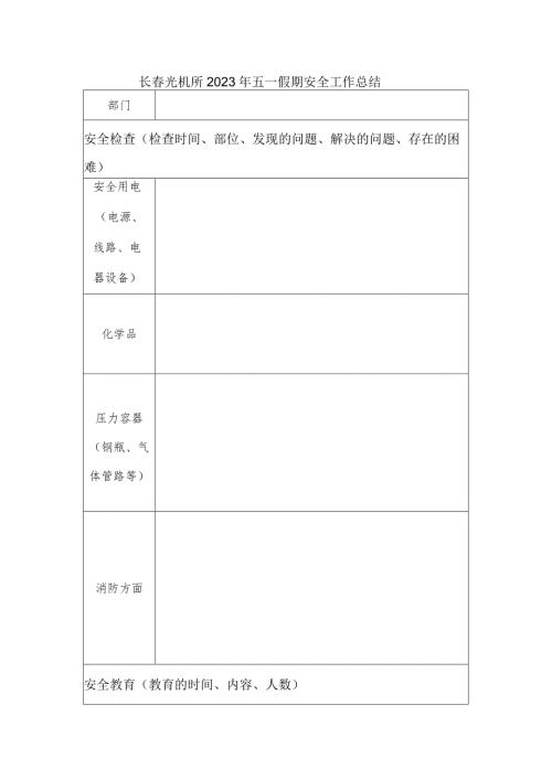 长光机所2023年五一假期安全工作总结.docx