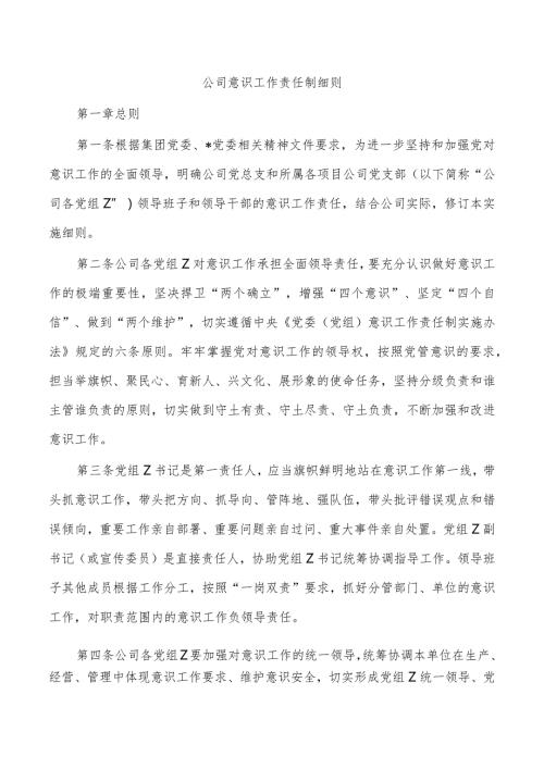 公司意识工作责任制细则.docx