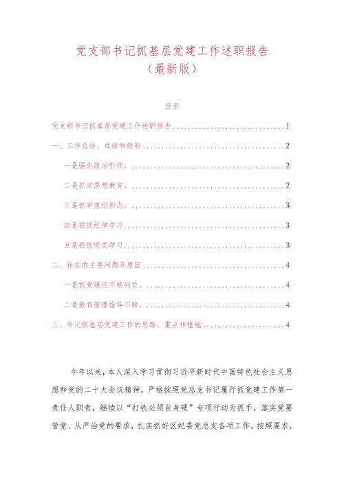 党支部书记抓基层党建工作述职报告(1).docx