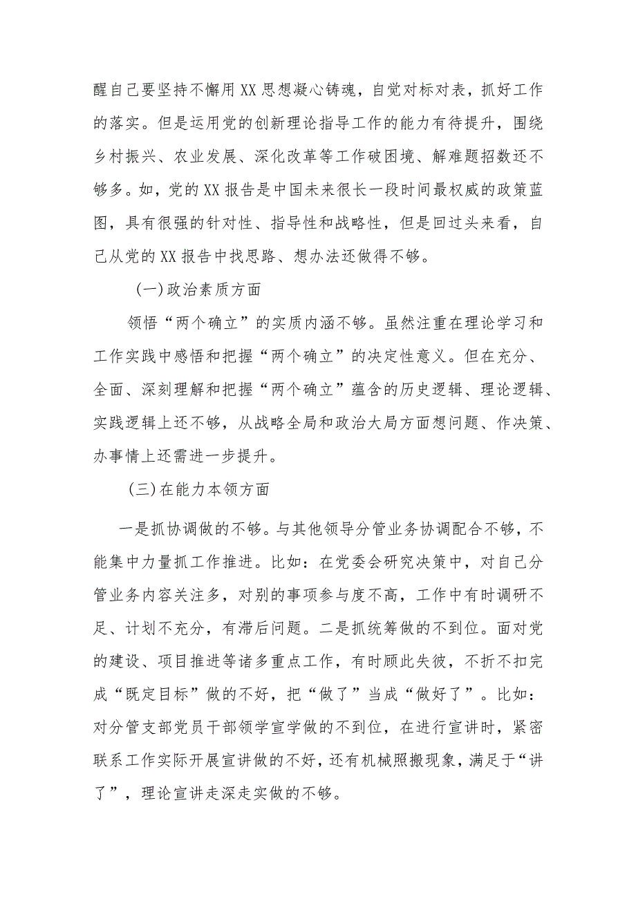3篇2024县委副书记、副市长专题民主生活会对照检查材料.docx_第2页